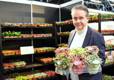 Eric Grosman stond op de beurs voor Schoenmakers Group bv, bekend van de Fittonia. Beschikbaar in meer dan 50 variëteiten in potmaat 2,5 en 12cm. 